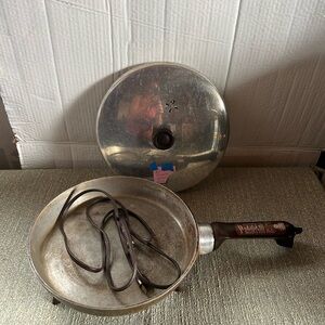 Vintage Silver Electric Skillet with Lid